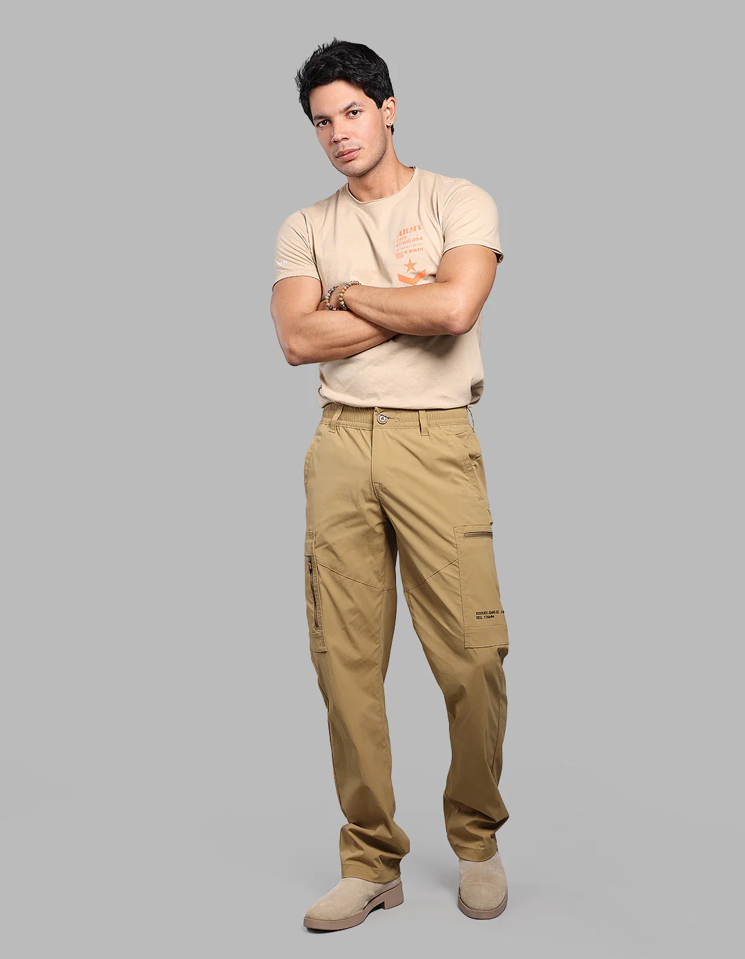 Antique Bronze Comfort Straight Fit Stretch Utilty Cargo Pants - Image 2