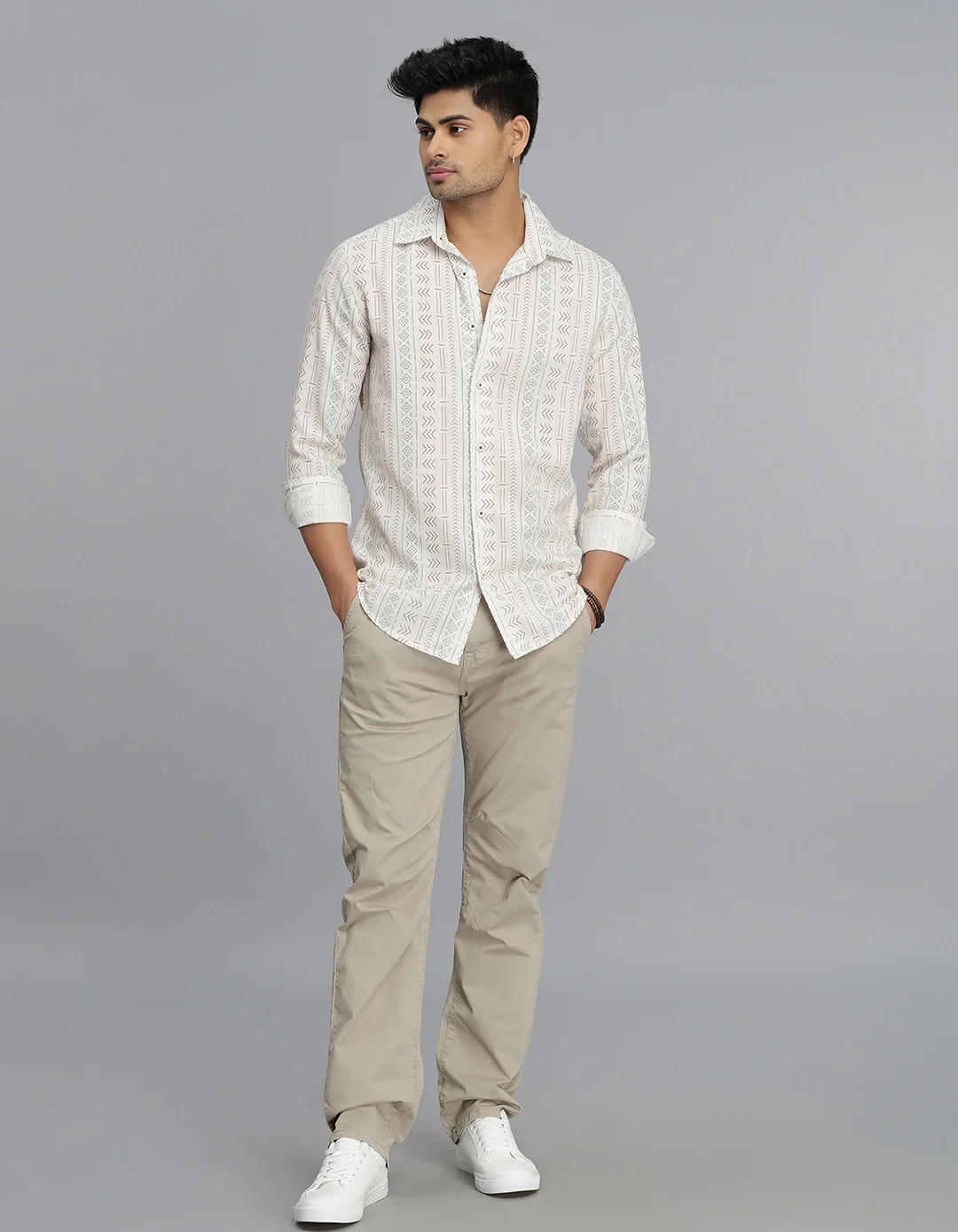 Beige Full Sleeves Printed Shirt - Image 2