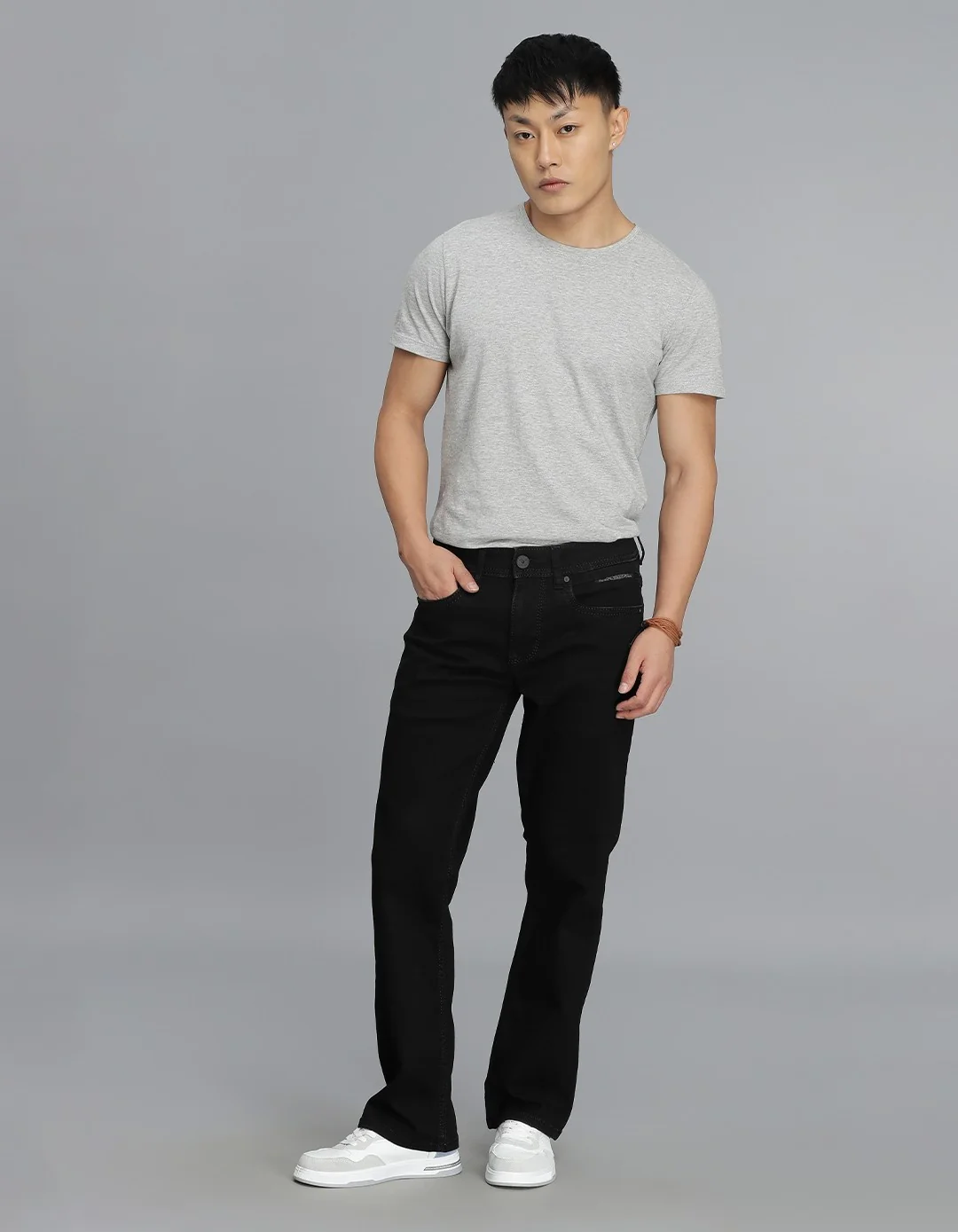 Black Mid Rise Loose Boot Leg Cropped Jeans - Image 2