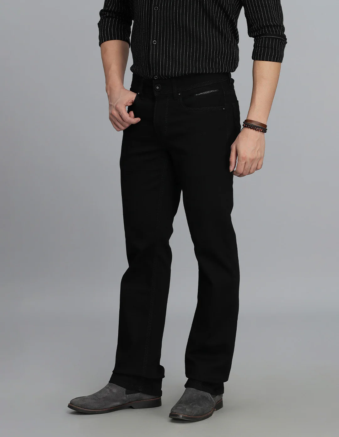 Black Mid Rise Loose Boot Leg Jeans - Image 3