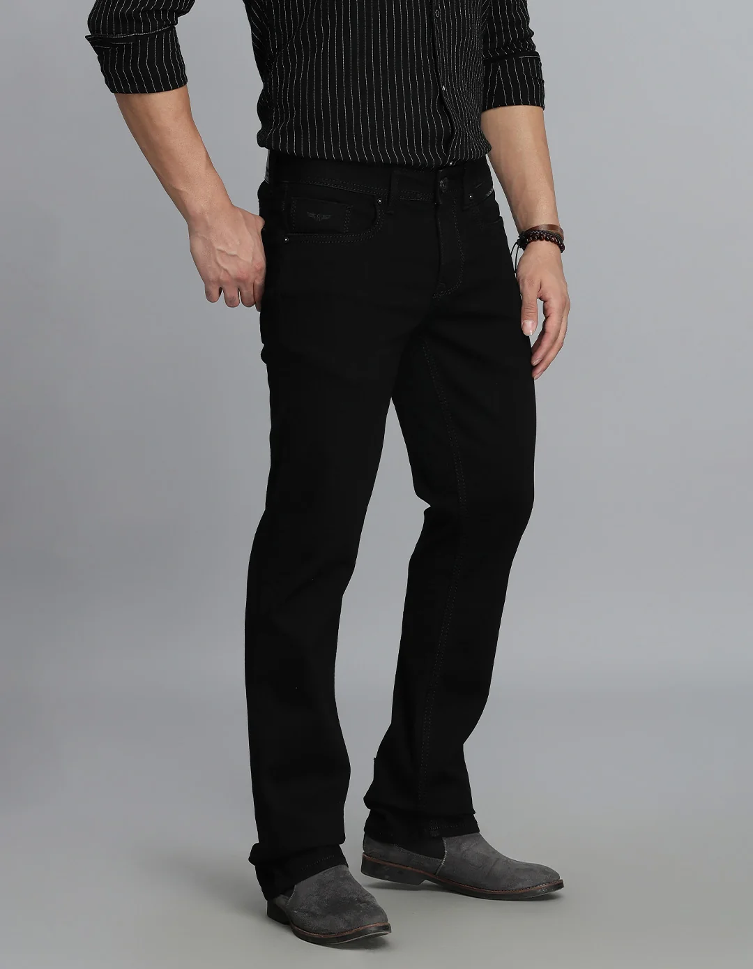 Black Mid Rise Loose Boot Leg Jeans - Image 4