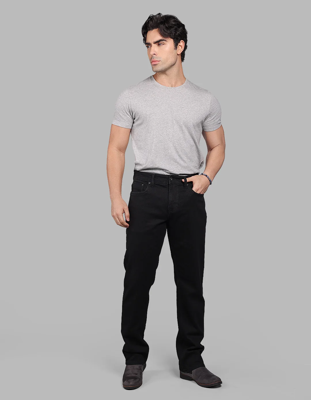 Black Midrise, Comfort And Straight Fit Stretch Jeans - Image 2