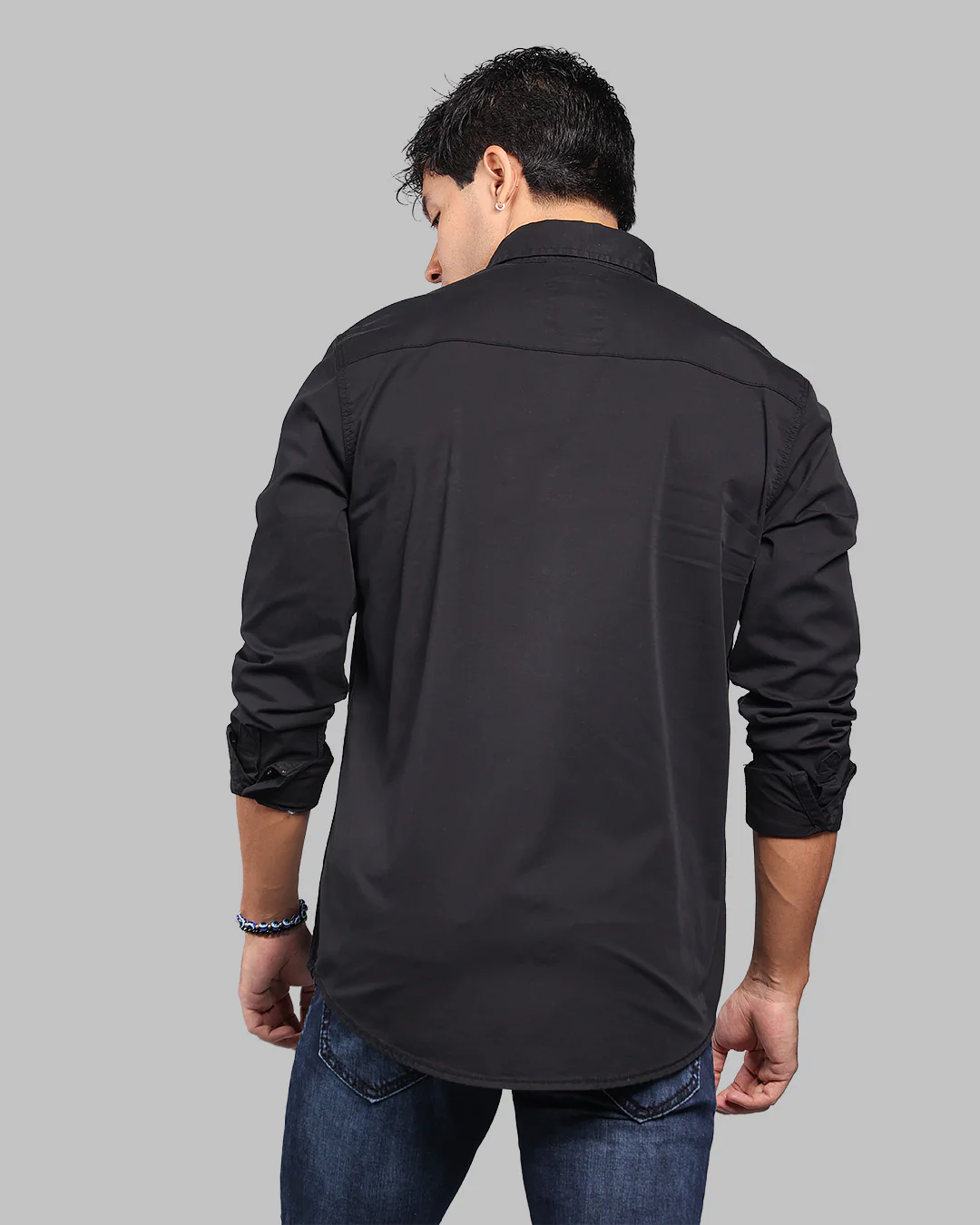 Black Full Sleeve Stretch Cargo Shirt - Image 5
