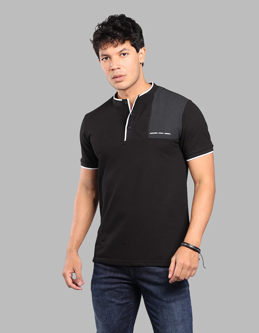 Black Half Sleeve Pique Polo Tee - Image 4