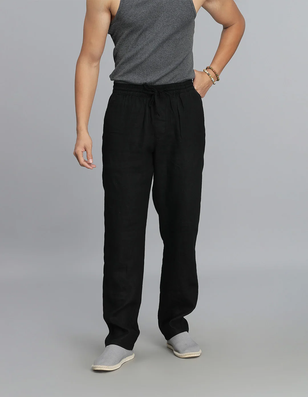 Black 100% Linen Pant