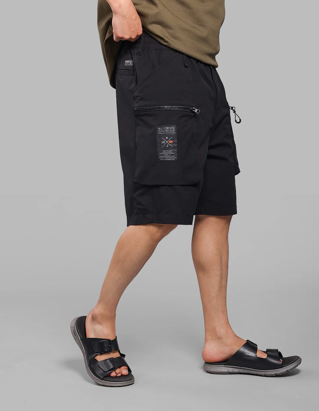 Black Loose Fit Utility Short - Image 4