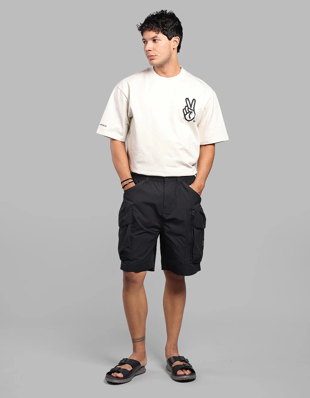 Black Loose Fit Utility Short - Image 2