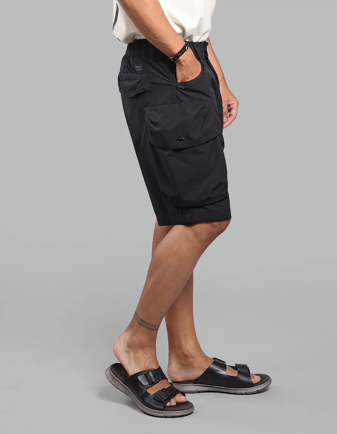 Black Loose Fit Utility Short - Image 4