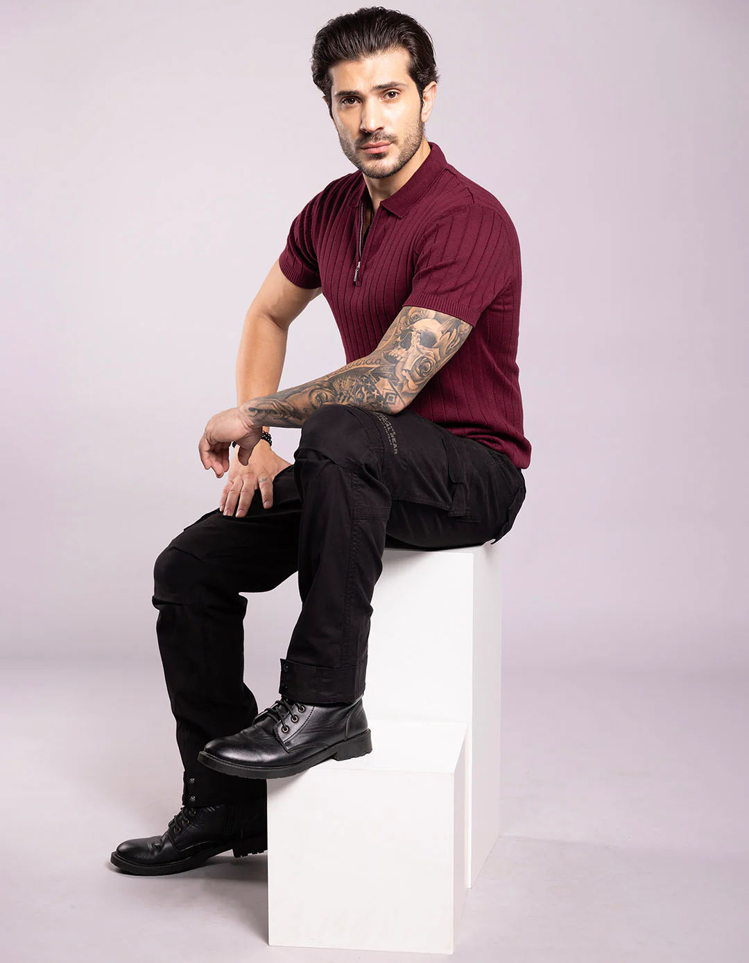 Black Slim Fit Cargo Pant - Image 2
