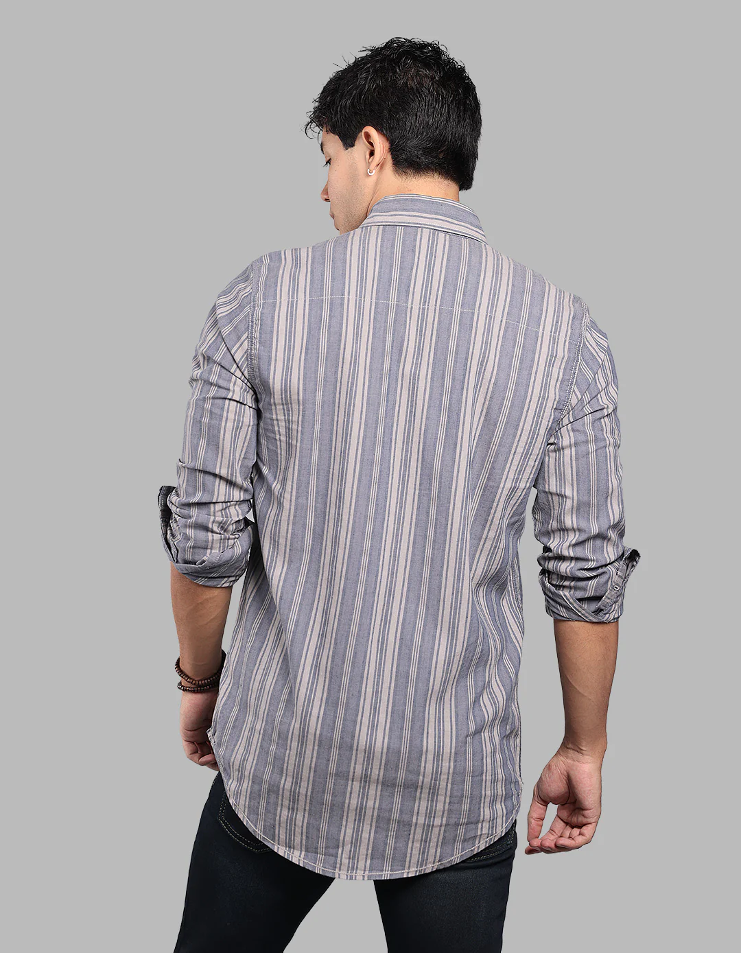 Blue Full Sleeve Linen Blend Stripe Shirt - Image 5