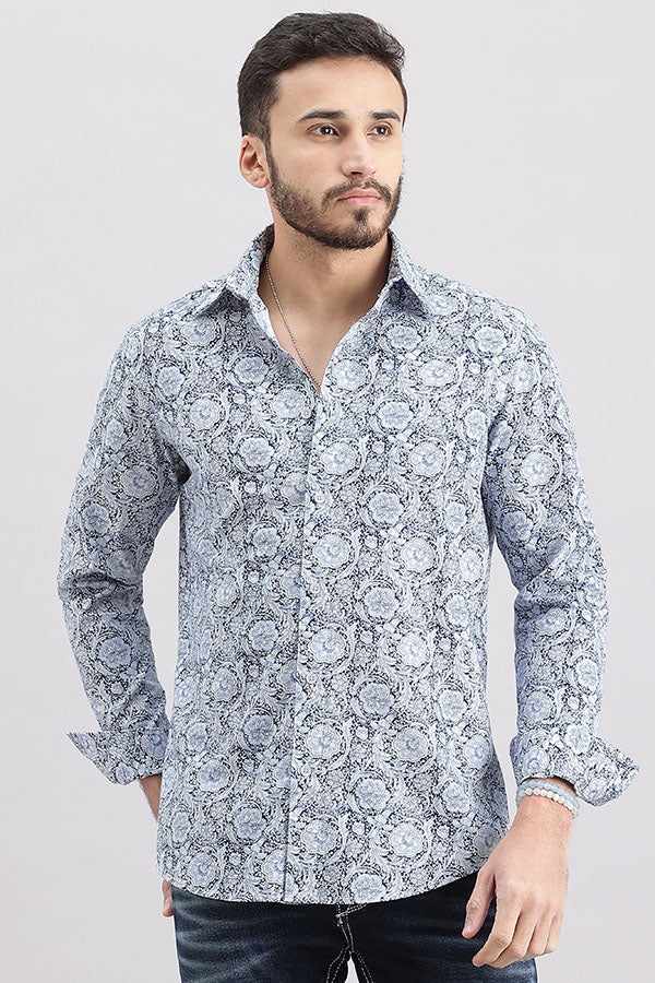Blue Full Sleeve Printed Shirt