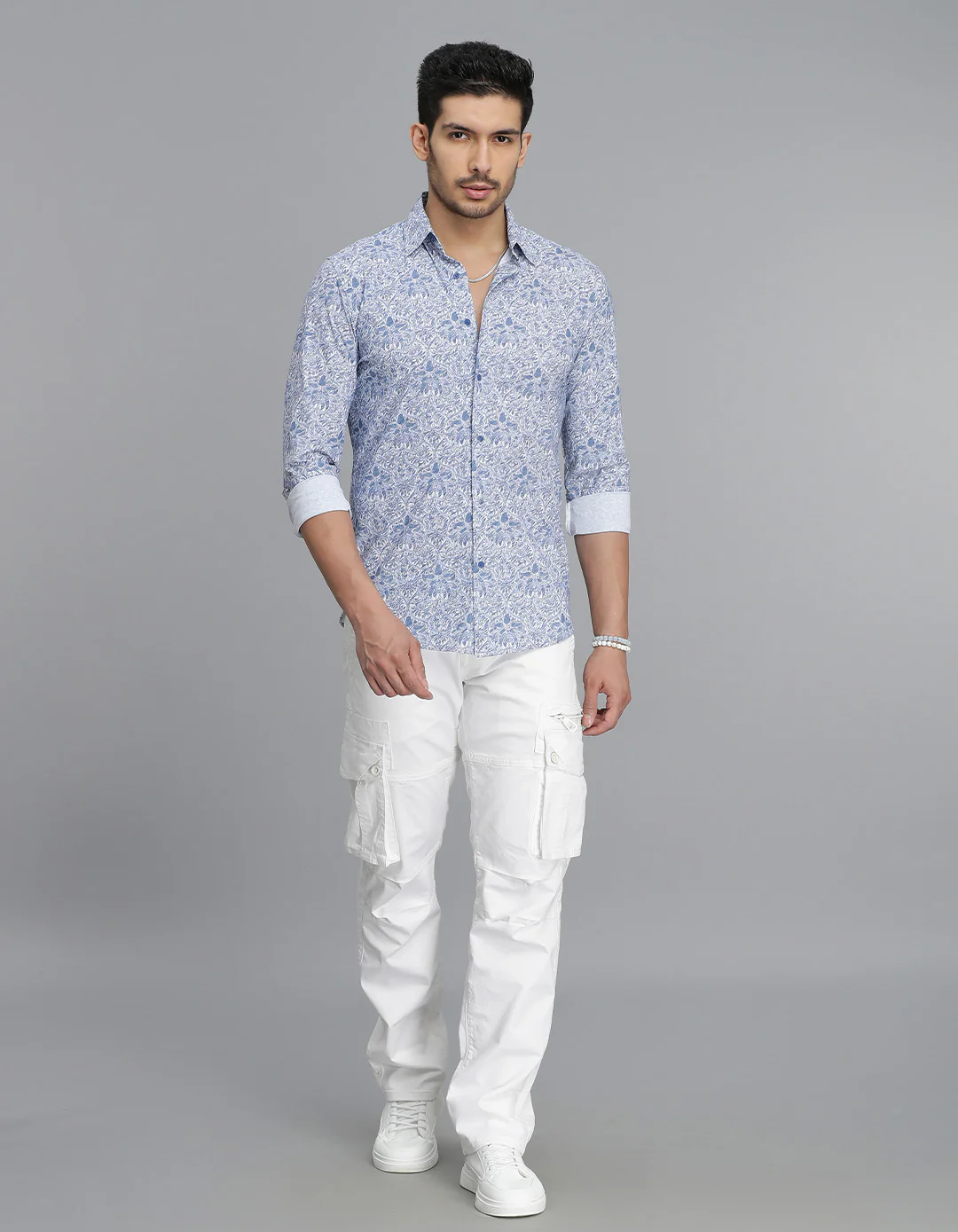 Blue Full Sleeves Printed Shirt - Image 2