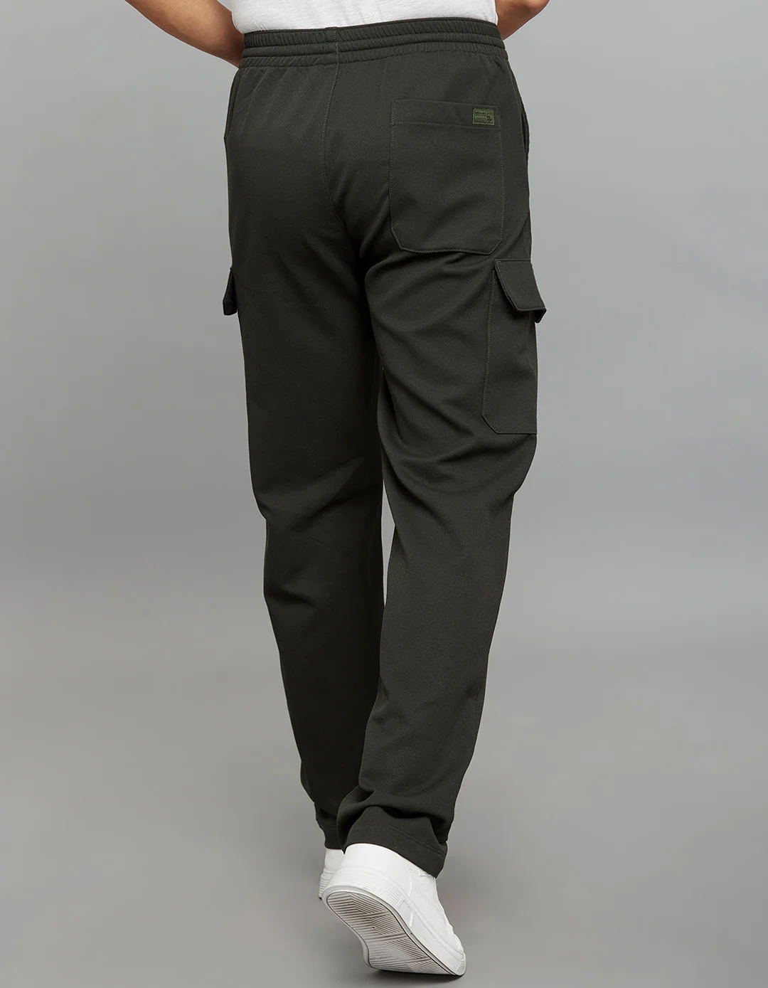 Bottle Green Comfort Straight Fit Athliesure Cargo Pants - Image 6