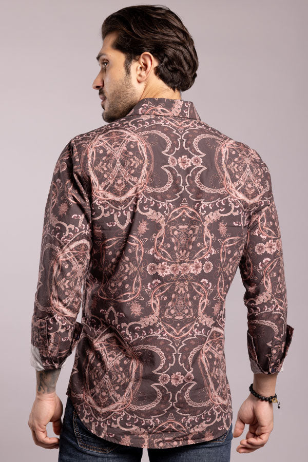 Brown Full Sleeves Printed Shirt - Image 5