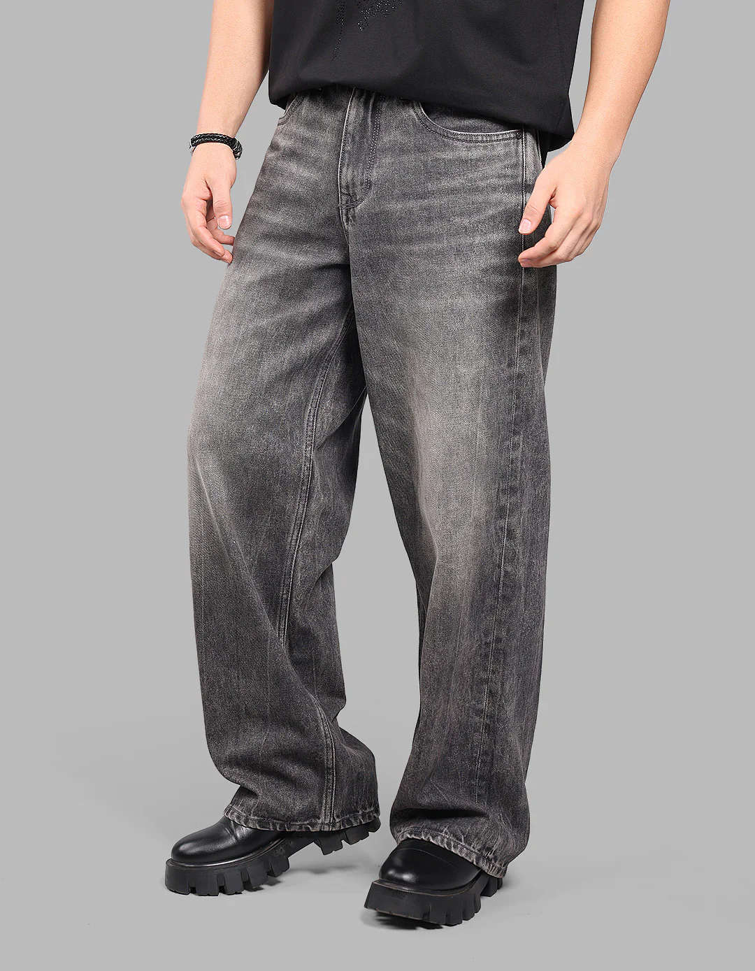 Charcoal Extra Loose Fit Jeans - Image 5