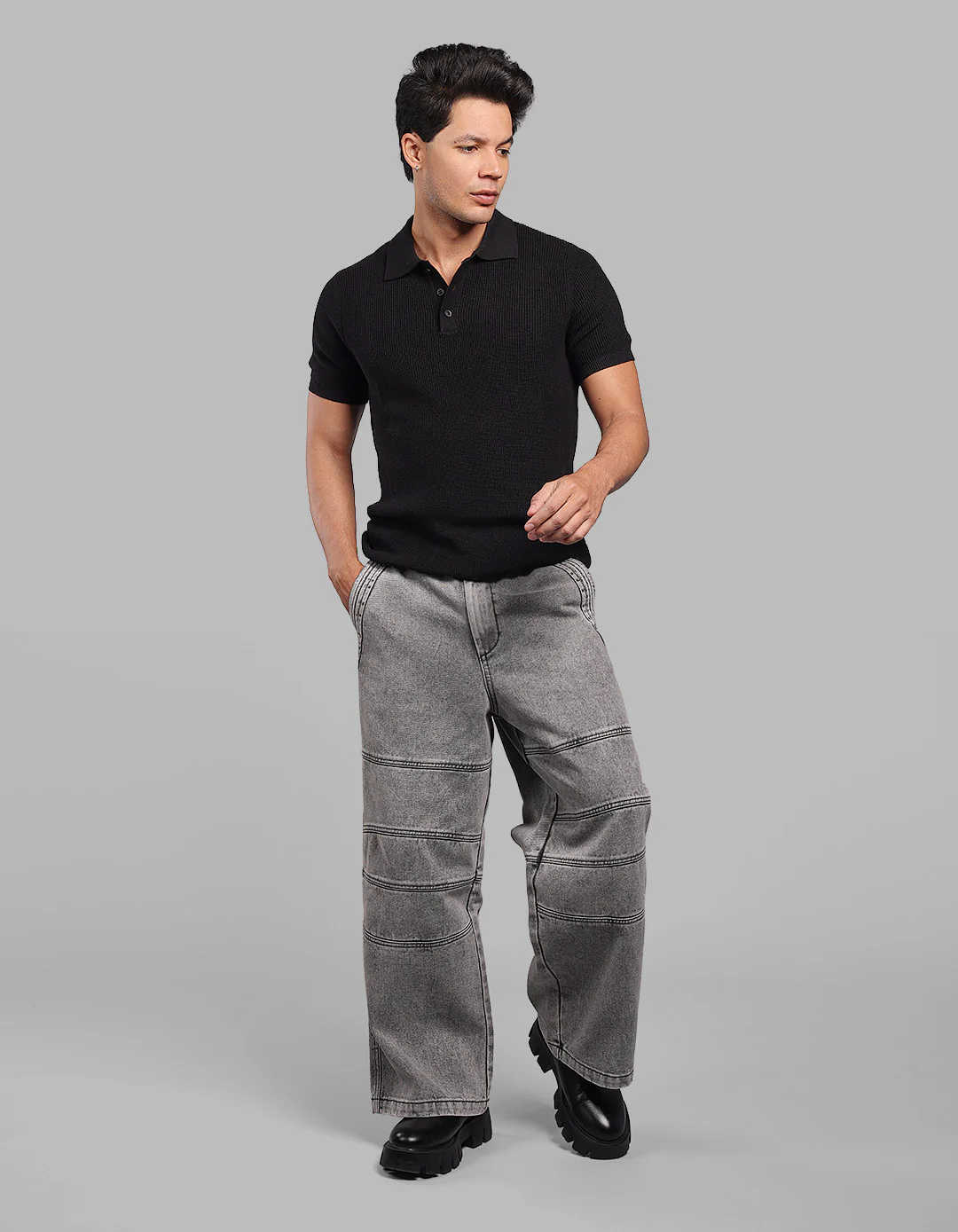 Charcoal Extra Loose Fit Denim Pant - Image 2