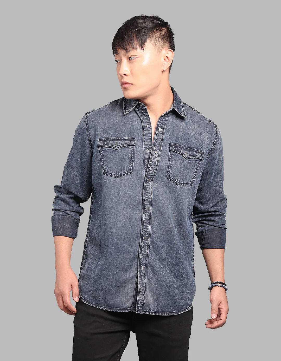 Charcoal Grey Full Sleeve Denim Shirt