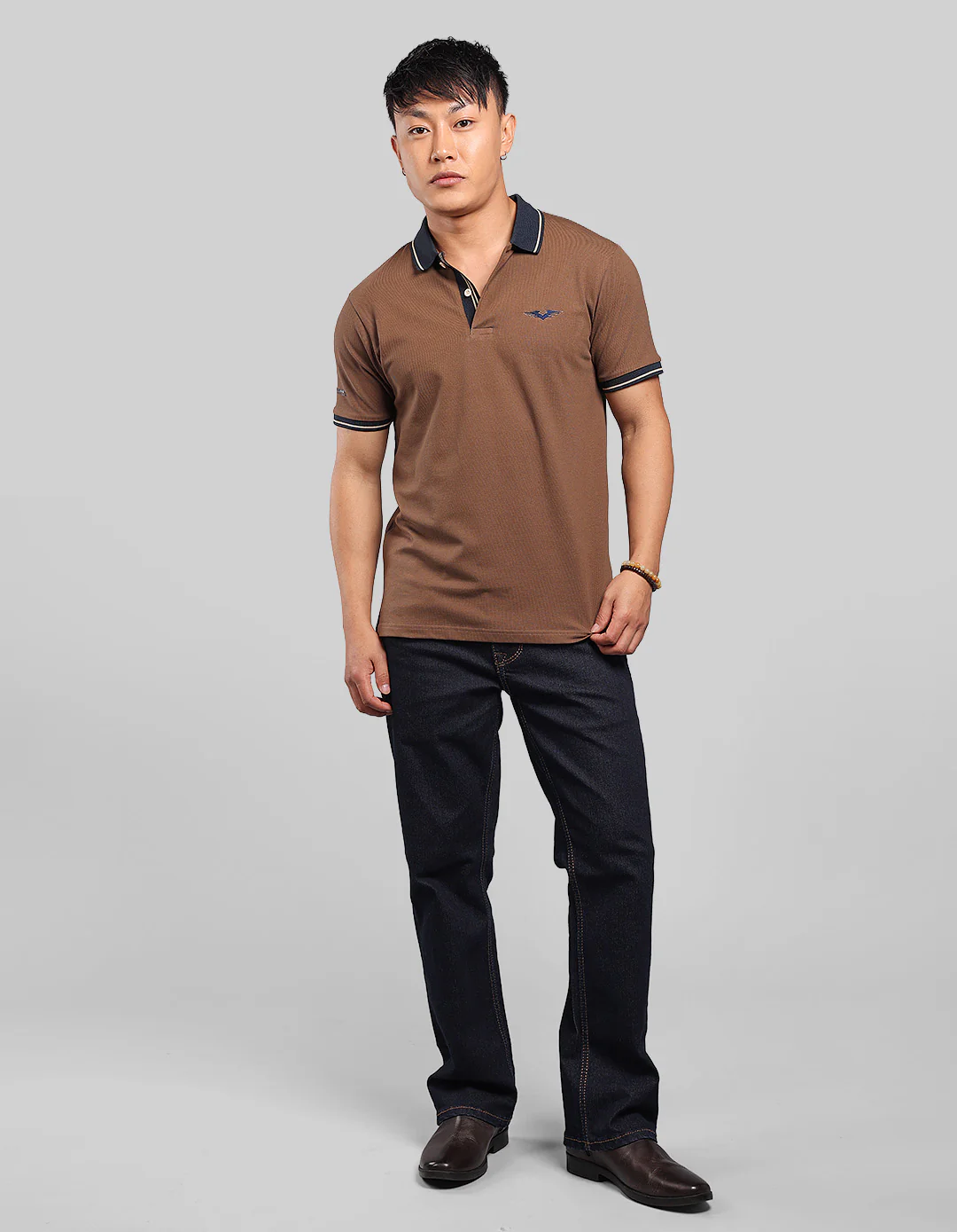 Coffee Brown Half Sleeve Pique Polo Tee - Image 2