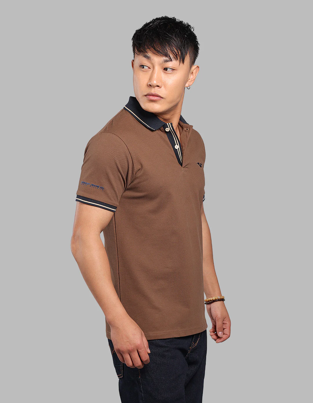 Coffee Brown Half Sleeve Pique Polo Tee - Image 4
