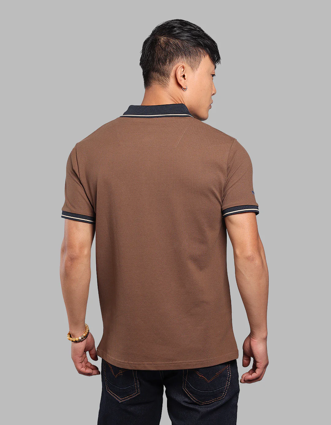 Coffee Brown Half Sleeve Pique Polo Tee - Image 5