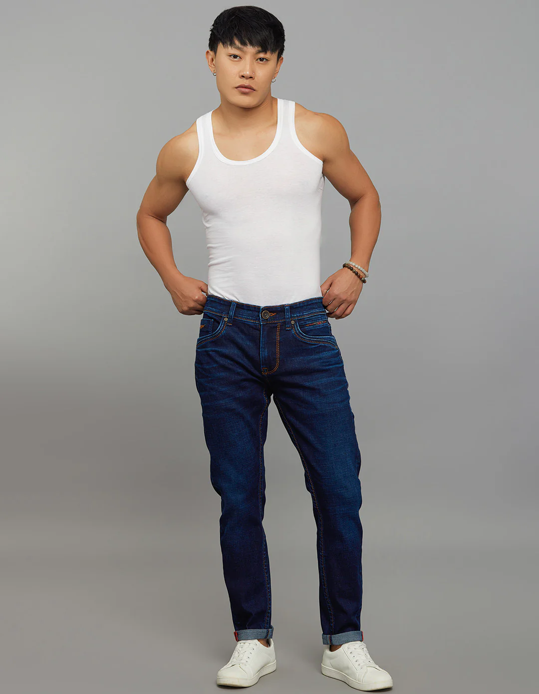 Dark Blue Low-Rise Ankle Length Stretch Jeans - Image 2