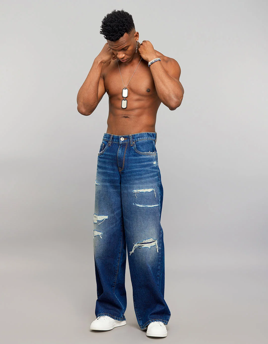 Dark Blue Extra Loose Fit Jeans - Image 7