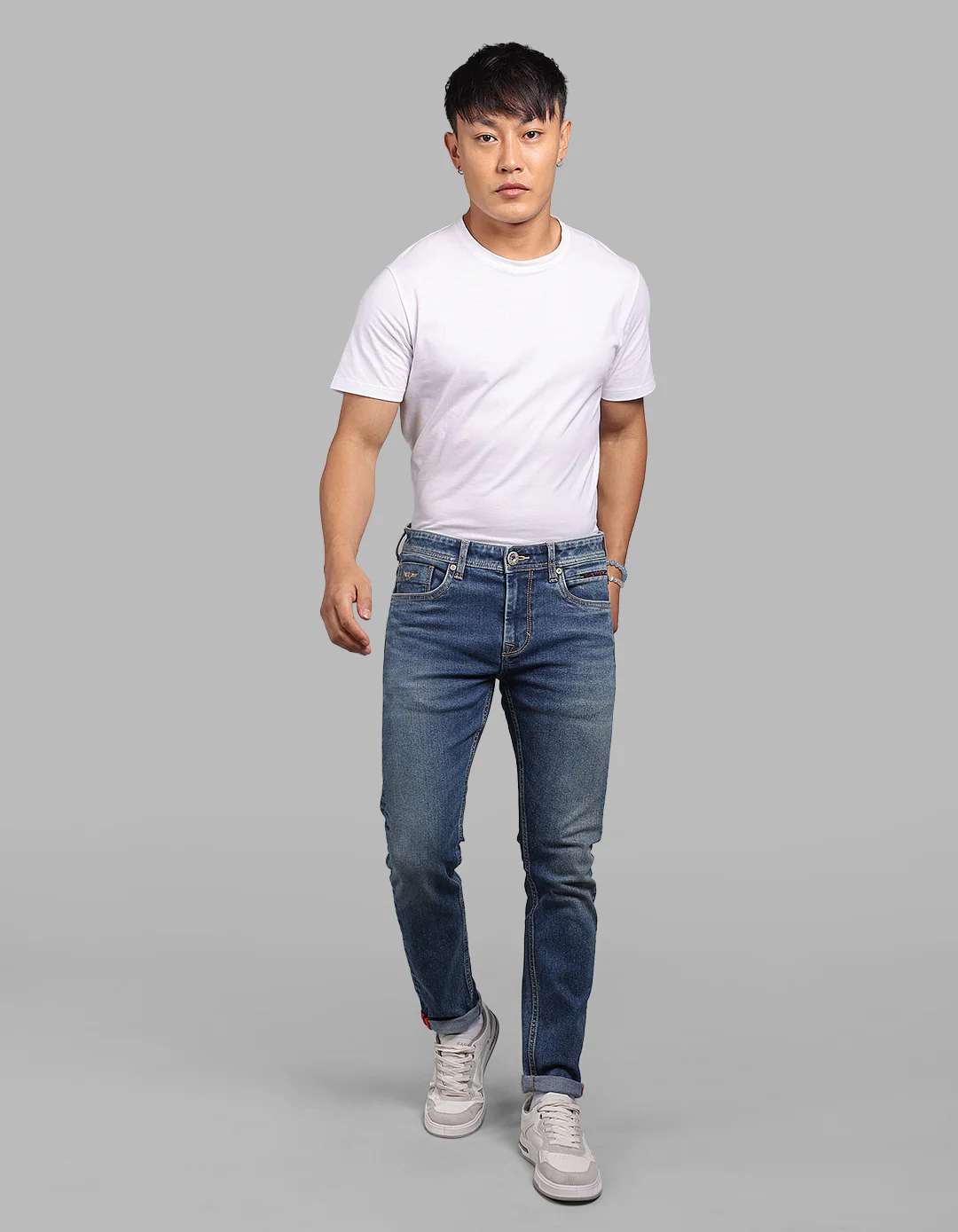 Dark Blue Low-Rise Ankle Length Stretch Jeans - Image 2