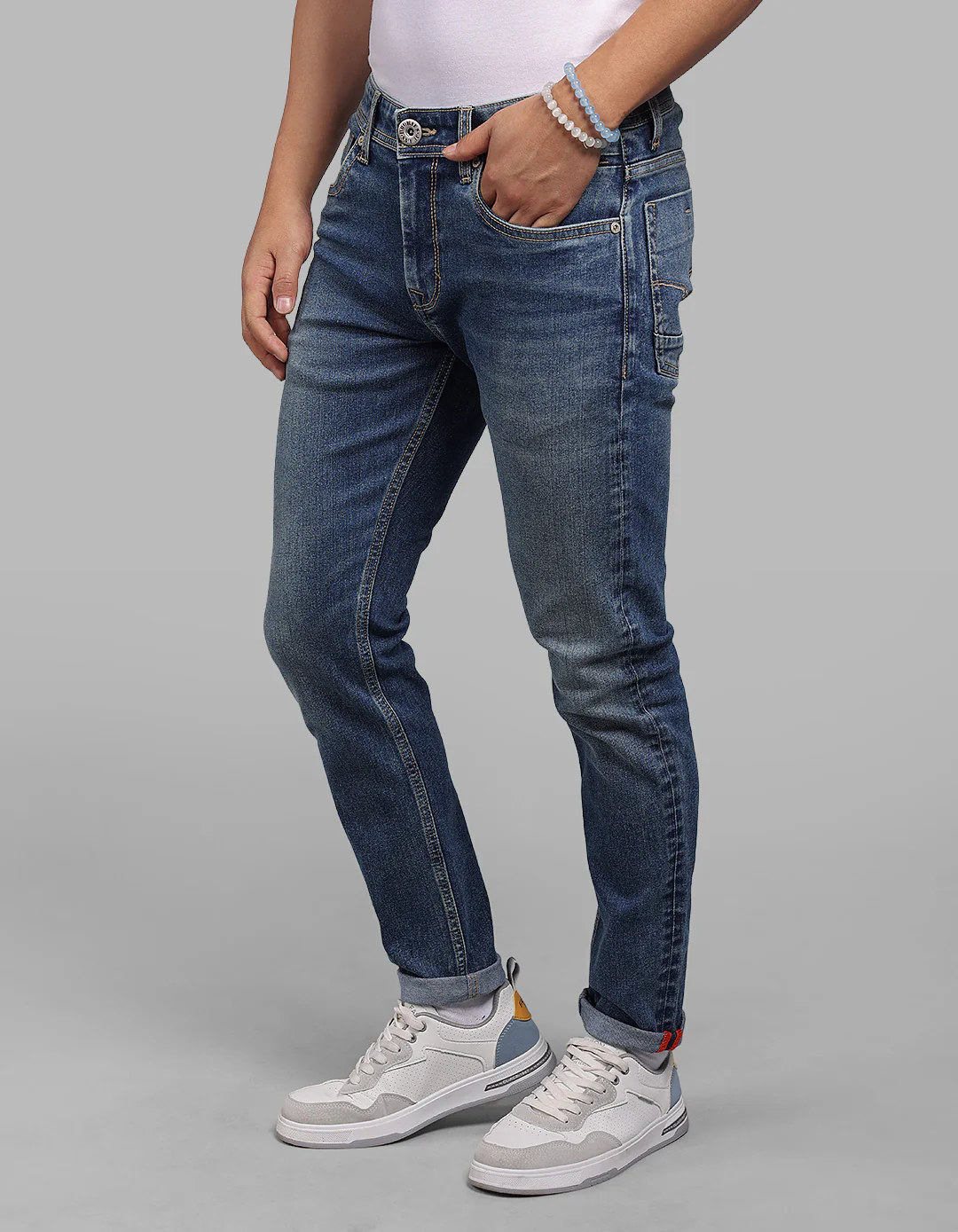 Dark Blue Low-Rise Ankle Length Stretch Jeans - Image 3
