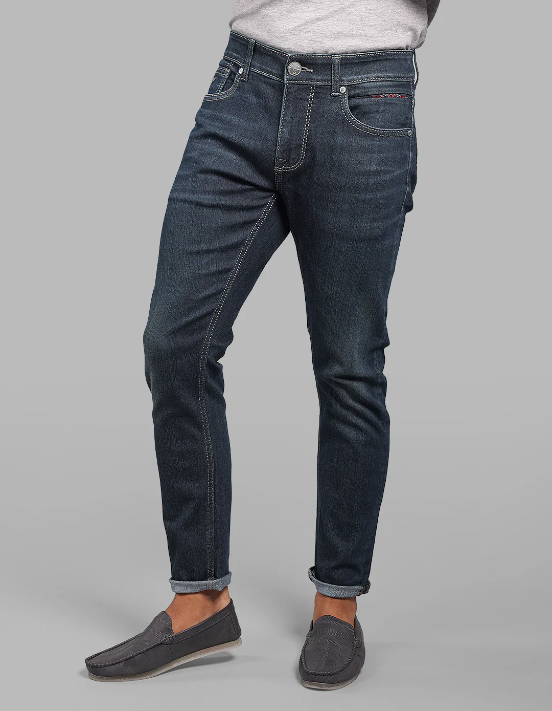 Dark Blue Low-Rise Ankle Length Stretch Jeans