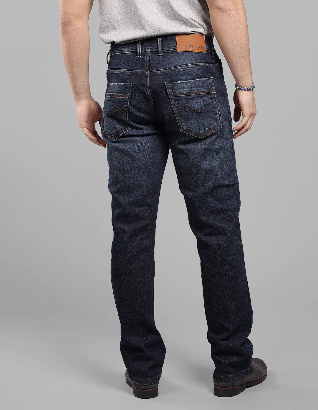 Dark Blue Midrise, Comfort And Straight Crop Length Stretch Jeans - Image 5