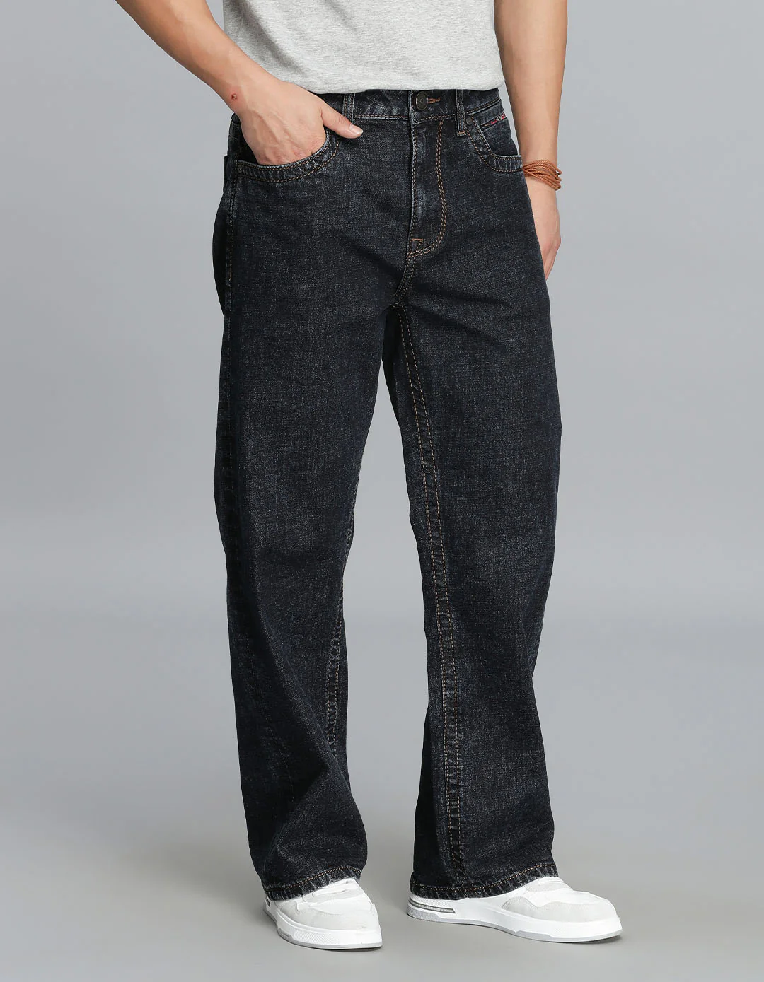 Dark Blue Midrise Loose Fit Cropped Jeans - Image 4