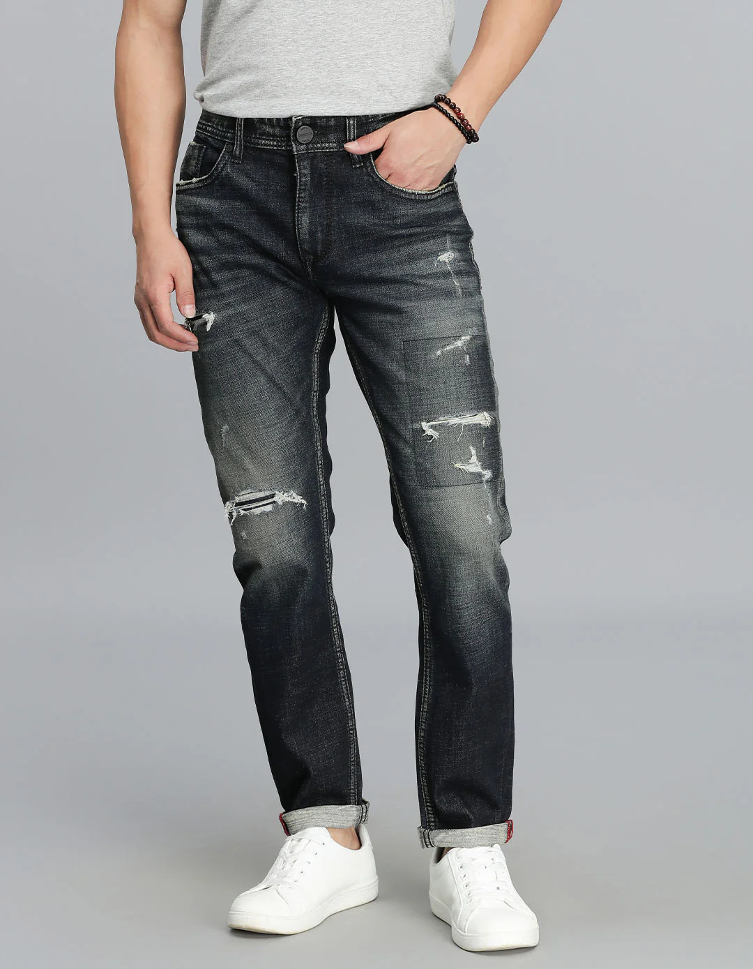 Dark Blue Low-Rise Ankle Length Jeans