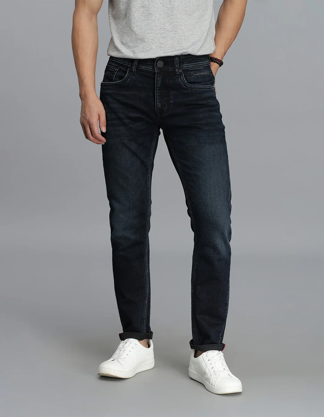Dark Blue Low-Rise Ankle Length Jeans