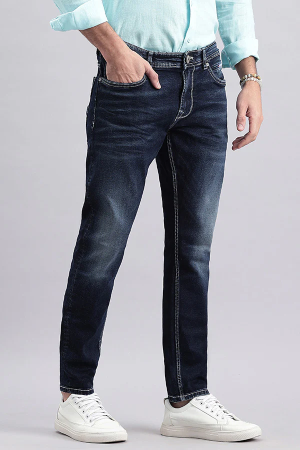 Dark Blue Low-Rise Ankle Length Jeans - Image 3