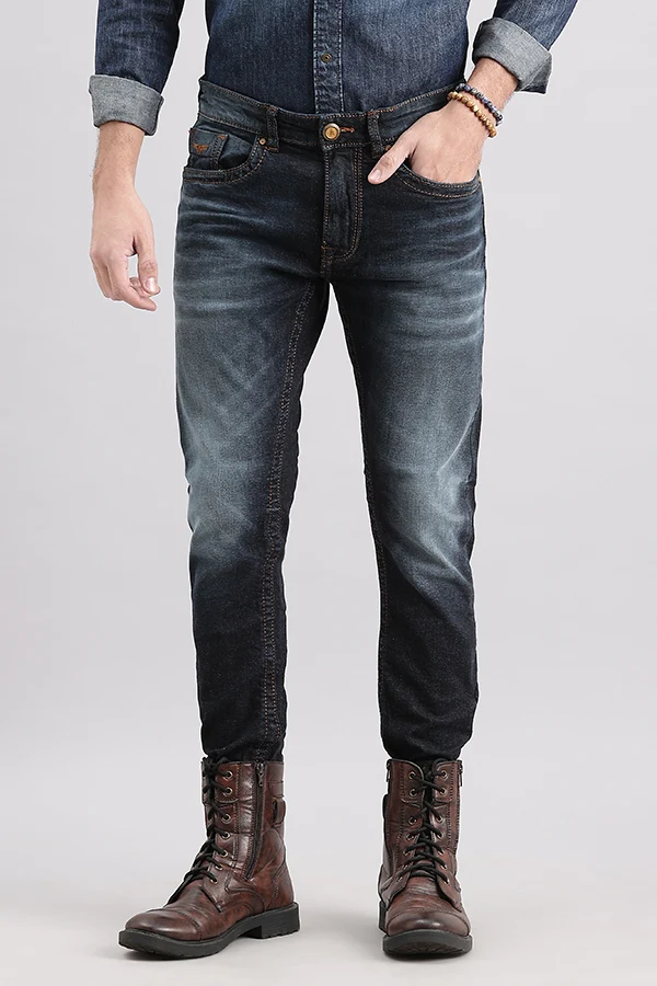 Dark Blue Low-Rise Ankle Length Jeans