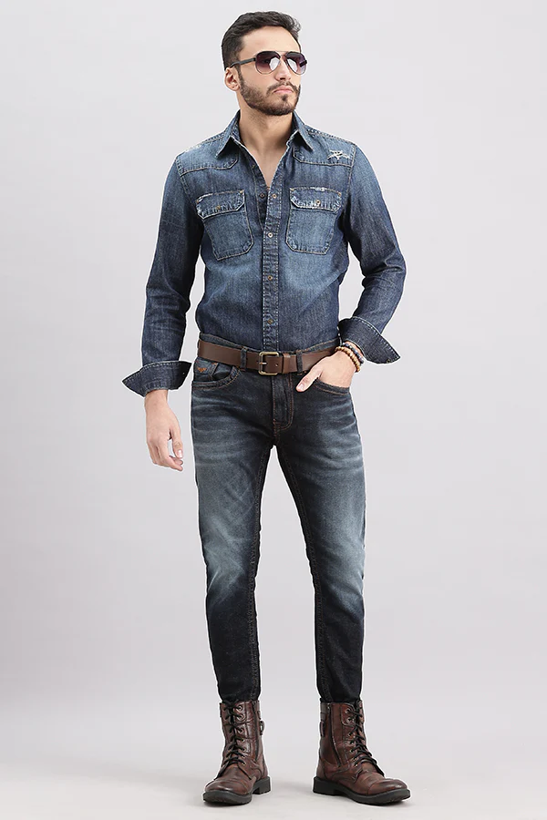 Dark Blue Low-Rise Ankle Length Jeans - Image 2