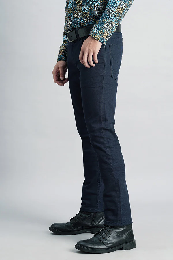Dark Blue Mid-Rise Slim Fit Jeans - Image 3