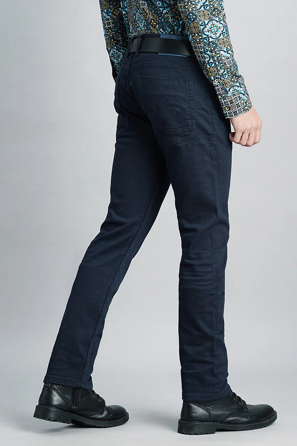 Dark Blue Mid-Rise Slim Fit Jeans - Image 4