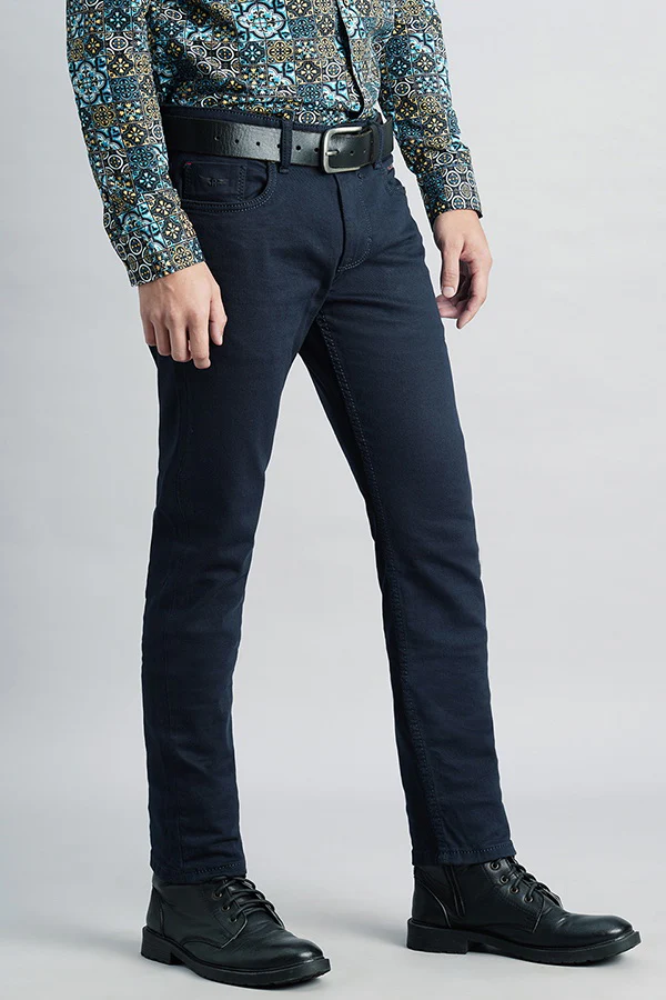 Dark Blue Mid-Rise Slim Fit Jeans - Image 5