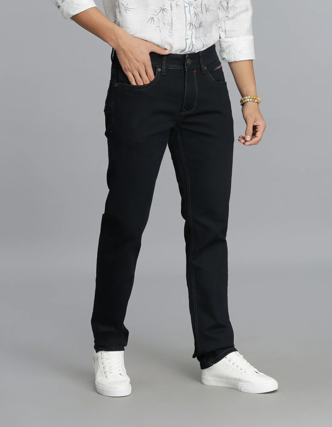 Dark Blue Mid-Rise Slim Straight Fit Jeans - Image 4