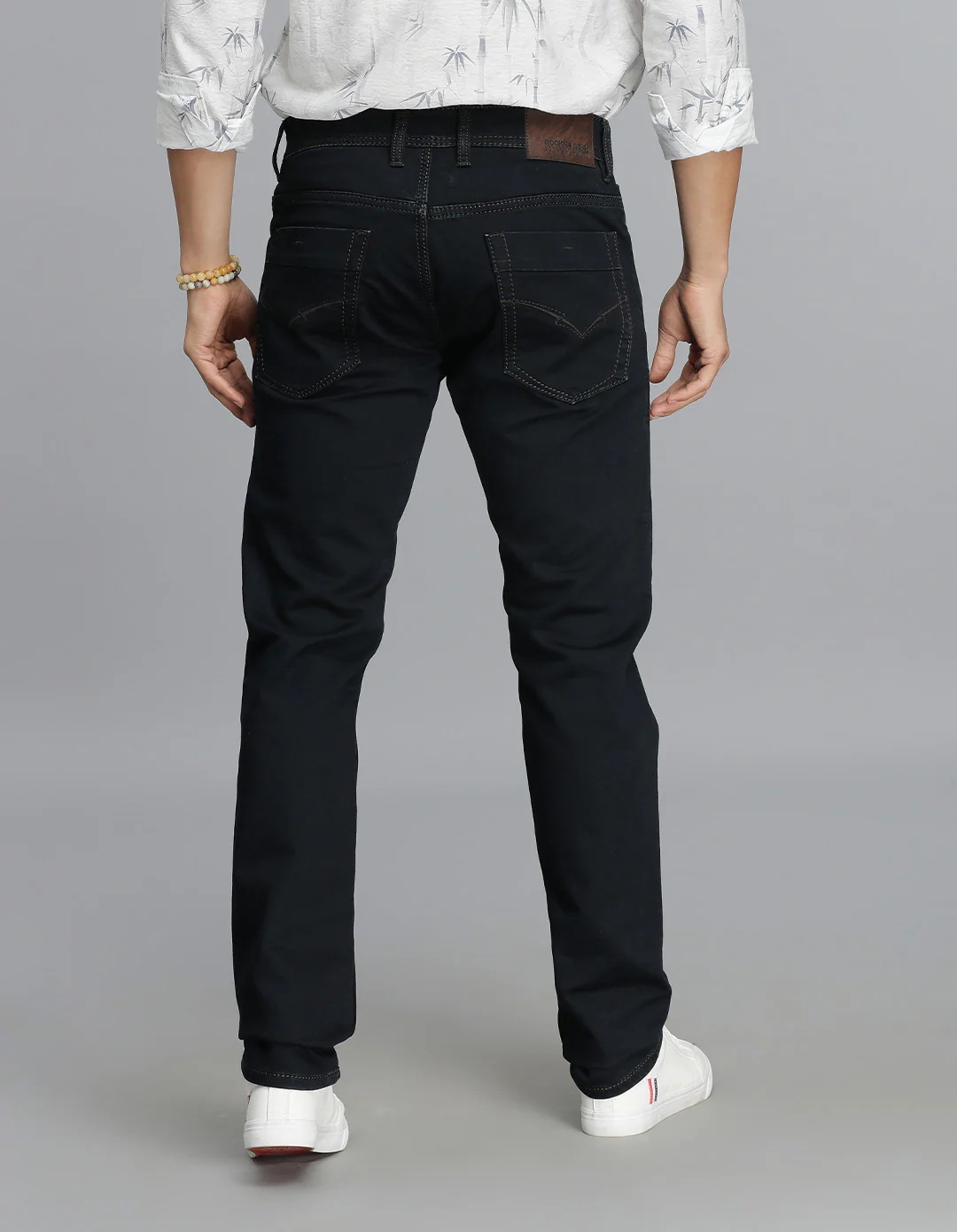 Dark Blue Mid-Rise Slim Straight Fit Jeans - Image 5