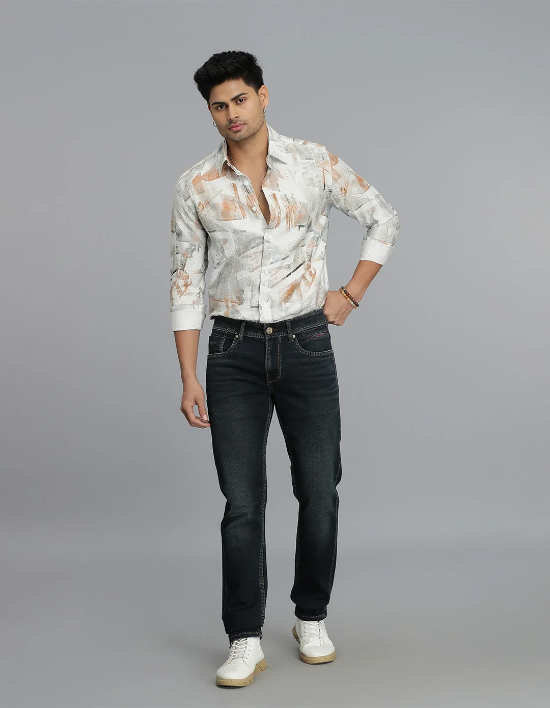 Dark Blue Mid-Rise Slim Straight Fit Jeans - Image 2