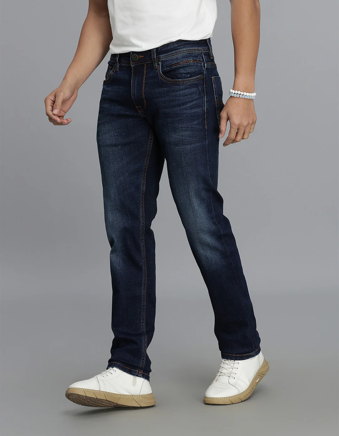 Dark Blue Mid-Rise Slim Straight Fit jeans - Image 3