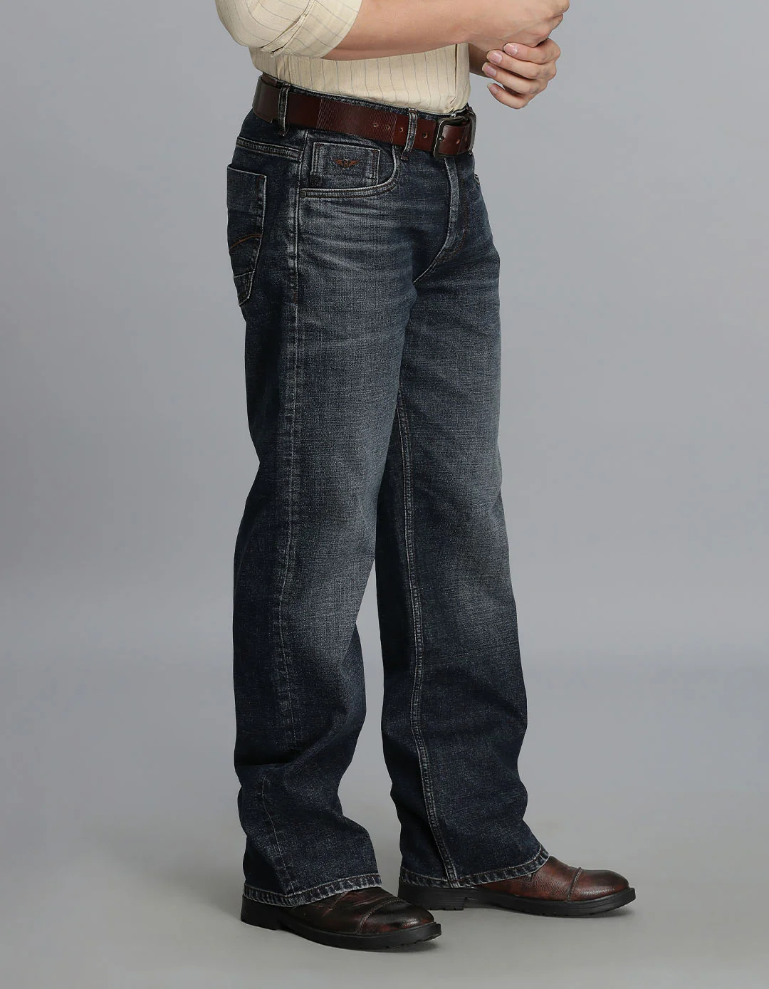 Dark Blue Midrise Loose Fit Jeans - Image 3