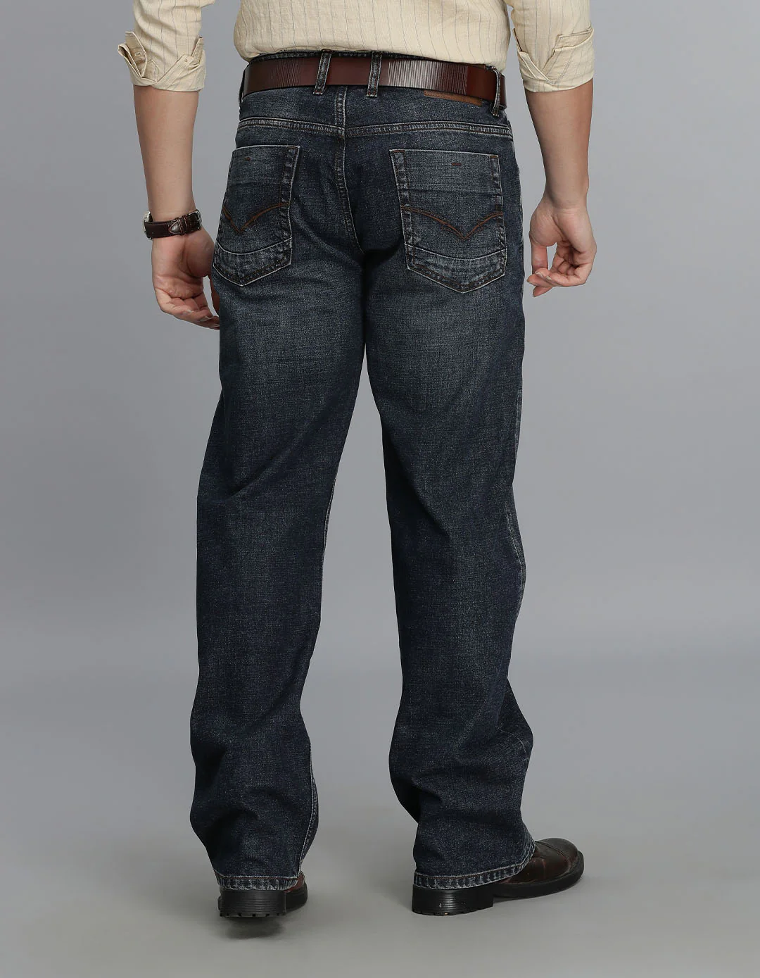 Dark Blue Midrise Loose Fit Jeans - Image 5