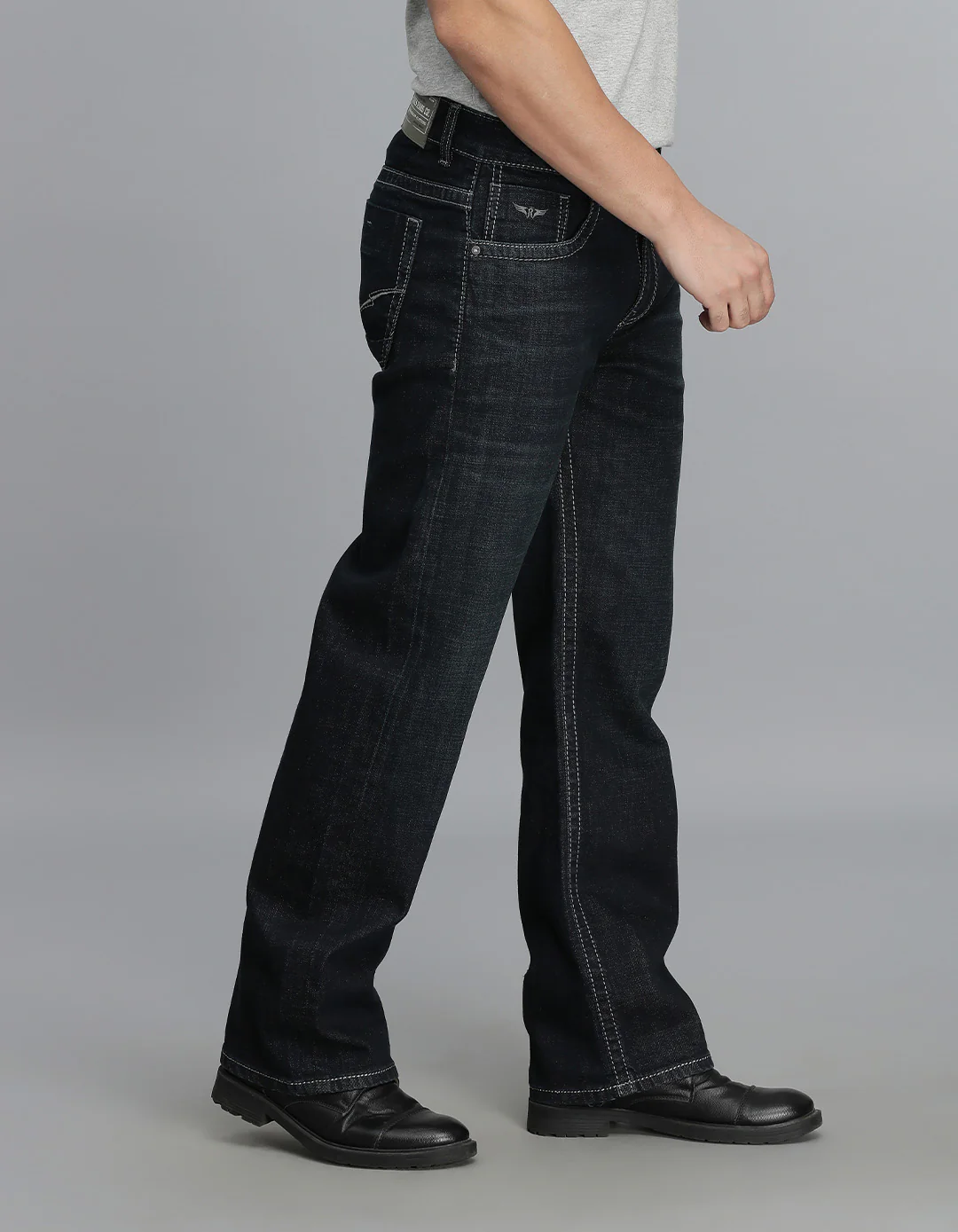 Dark Blue Midrise Loose Fit Jeans - Image 4