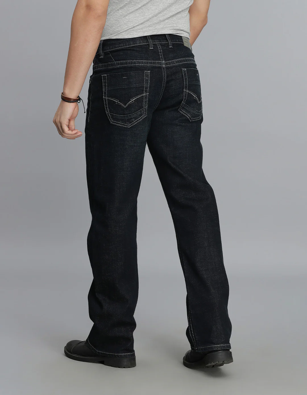Dark Blue Midrise Loose Fit Jeans - Image 5