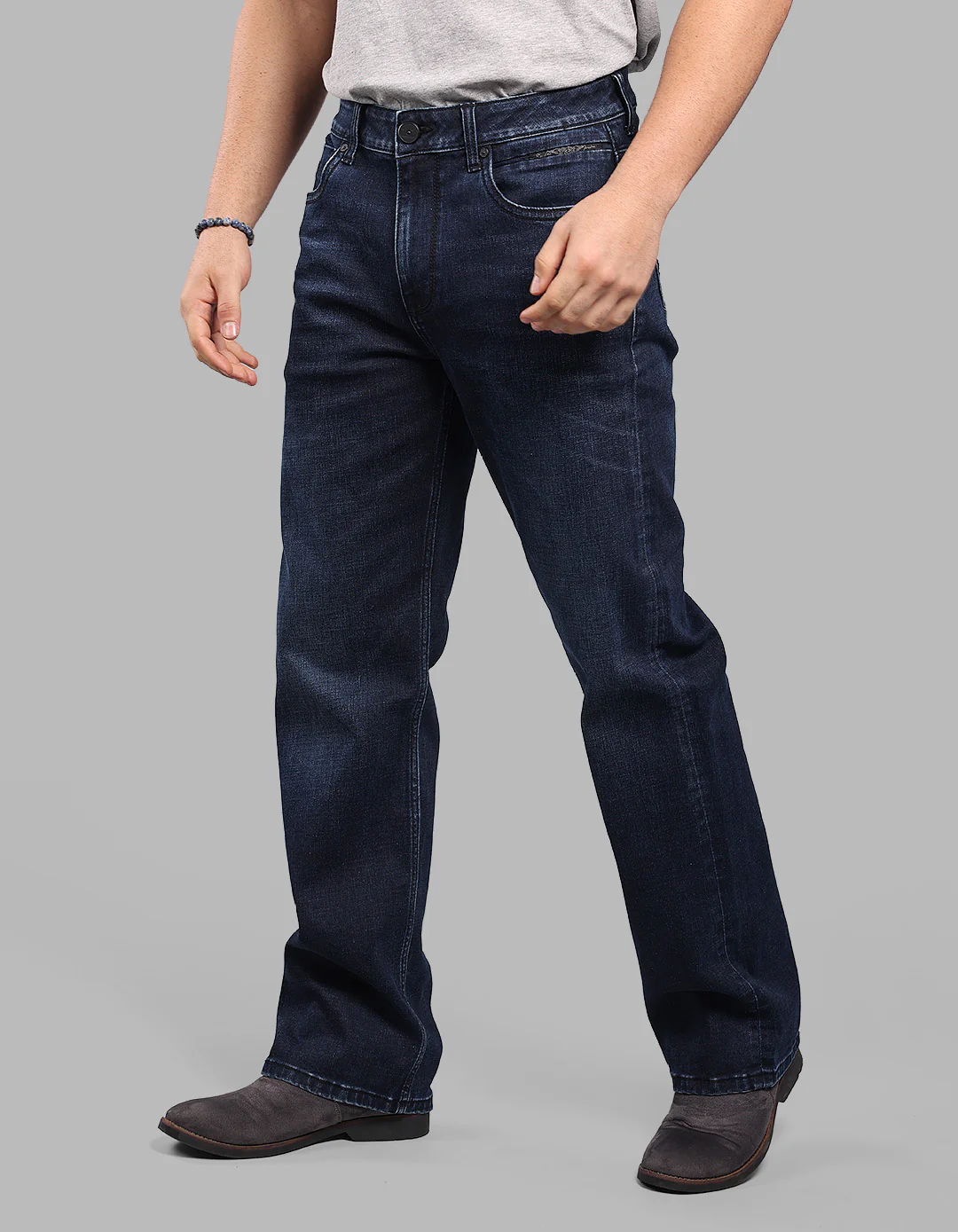 Dark Blue Midrise Loose Fit Stretch Jeans - Image 4