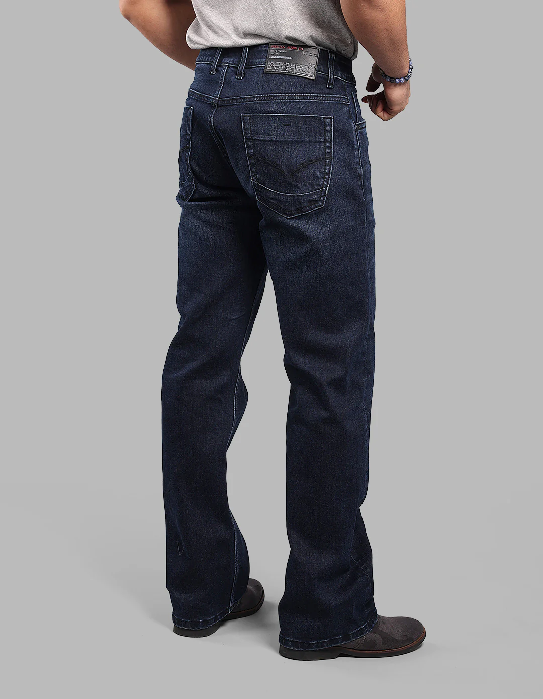 Dark Blue Midrise Loose Fit Stretch Jeans - Image 5