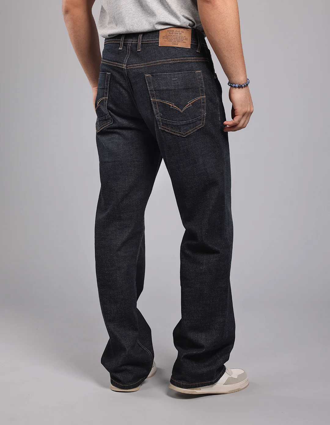 Dark Blue Midrise Loose Fit Stretch Jeans - Image 5